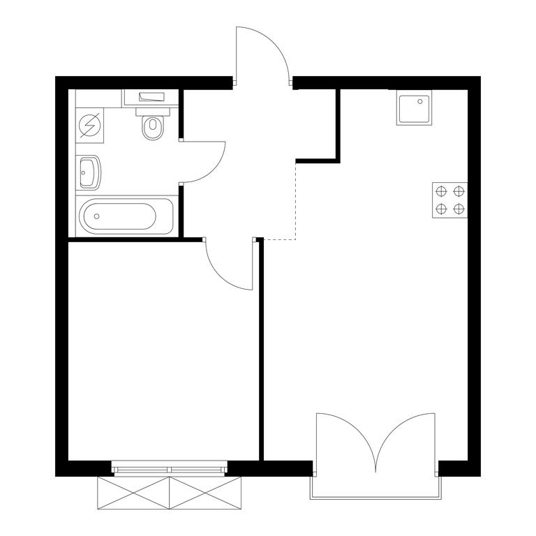 1-BD Apartment Sale, 40.8平方米 at Holland Park, Volokolamskoye Highway, 71/13к1, Moscow, Russia #1