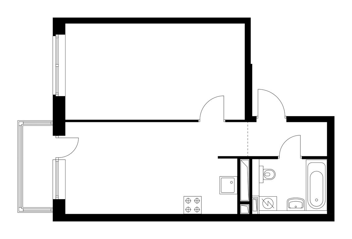 1-BD Apartment Sale, 43.7 sq. m. at Green Park, Beryozovaya Alley, 17к1, Moscow, Russia #1