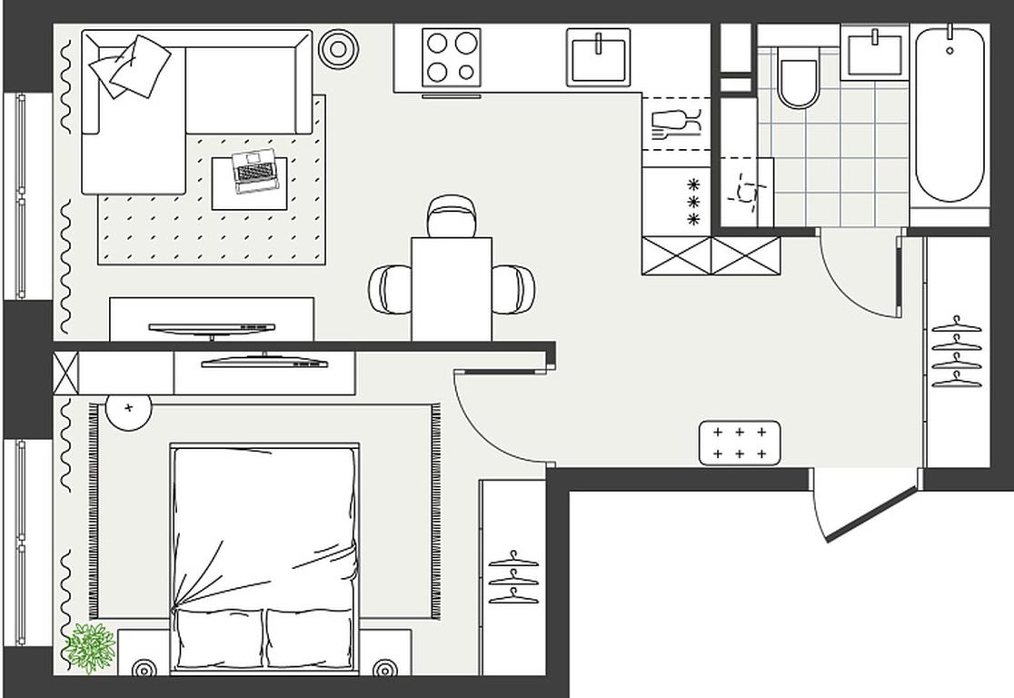 1-BD Apartment Sale, 37.6 sq. m. at Eko Bunino, prospekt Kuprina, 34к1, Sosenskoye Settlement, Moscow, Russia #2