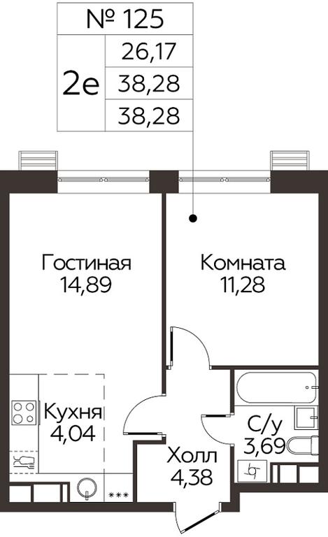 1-BD Apartment Sale, 38.28 sq. m. at Kvartal Rumyantsevo, ulitsa Admirala Kornilova, с1, Mosrentgen Settlement, Moscow, Russia #1