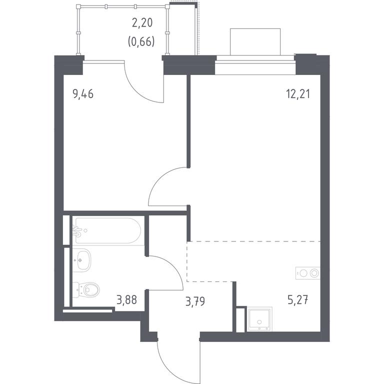 Apartment Sale, 35.27 sq. m. at Pribrezhnyi Park, Pribrezhniy Park Residential Complex, Village of Yam, Domodedovo City District, Moscow Region, Russia #1