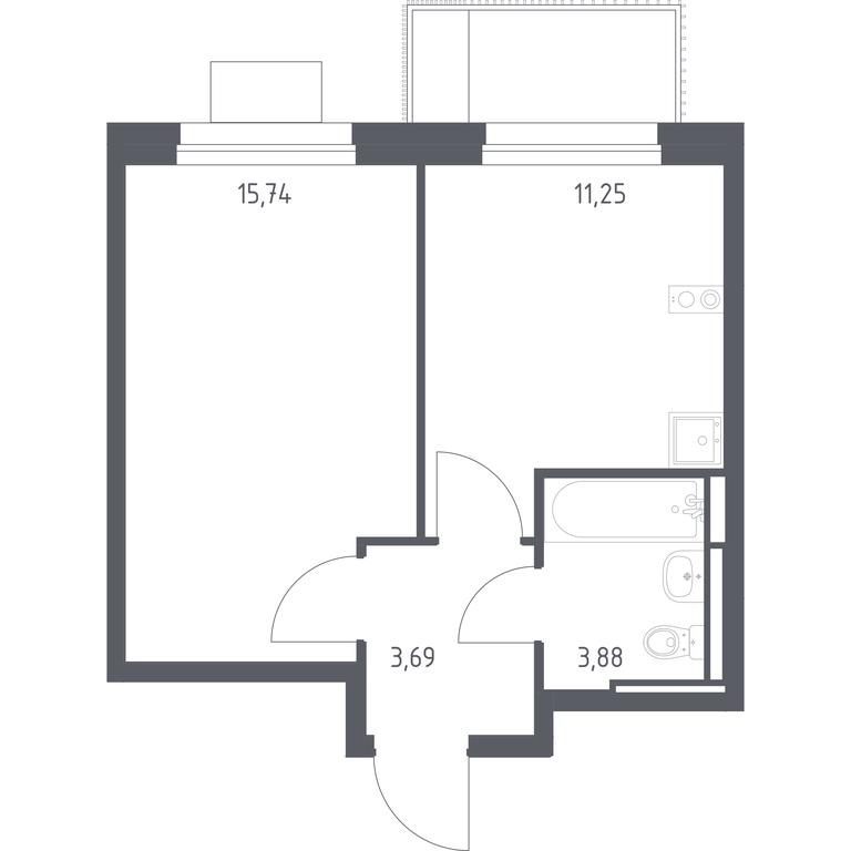 Apartment Sale, 34.56 sq. m. at Pribrezhnyi Park, Pribrezhniy Park Residential Complex, Village of Yam, Domodedovo City District, Moscow Region, Russia #1