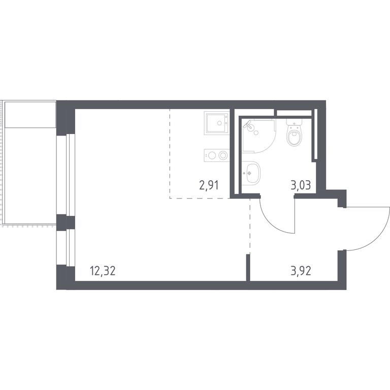 Apartment Sale, 22.18 sq. m. at Pribrezhnyi Park, Pribrezhniy Park Residential Complex, Village of Yam, Domodedovo City District, Moscow Region, Russia #1