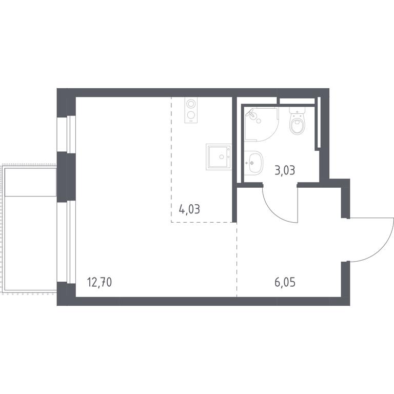 Apartment Sale, 25.81 sq. m. at Pribrezhnyi Park, Pribrezhniy Park Residential Complex, Village of Yam, Domodedovo City District, Moscow Region, Russia #1