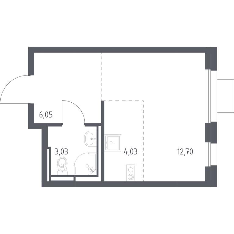 Apartment Sale, 25.81平方米 at Pribrezhnyi Park, Pribrezhniy Park Residential Complex, Village of Yam, Domodedovo City District, Moscow Region, Russia #1