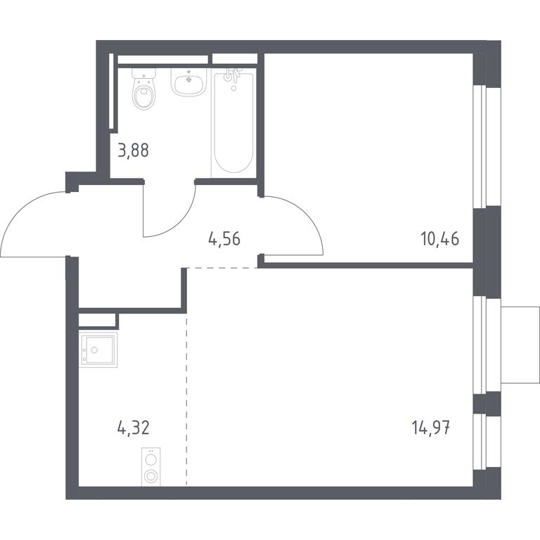 Apartment Sale, 38.19平方米 at Pribrezhnyi Park, Pribrezhniy Park Residential Complex, Village of Yam, Domodedovo City District, Moscow Region, Russia #1 Apartment Sale, 38.19平方米 at Pribrezhnyi Park, Pribrezhniy Park Residential Complex, Village of Yam, Domodedovo City District, Moscow Region, Russia #1