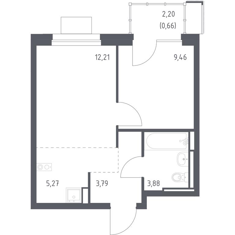 Apartment Sale, 35.27 sq. m. at Pribrezhnyi Park, Pribrezhniy Park Residential Complex, Village of Yam, Domodedovo City District, Moscow Region, Russia #1