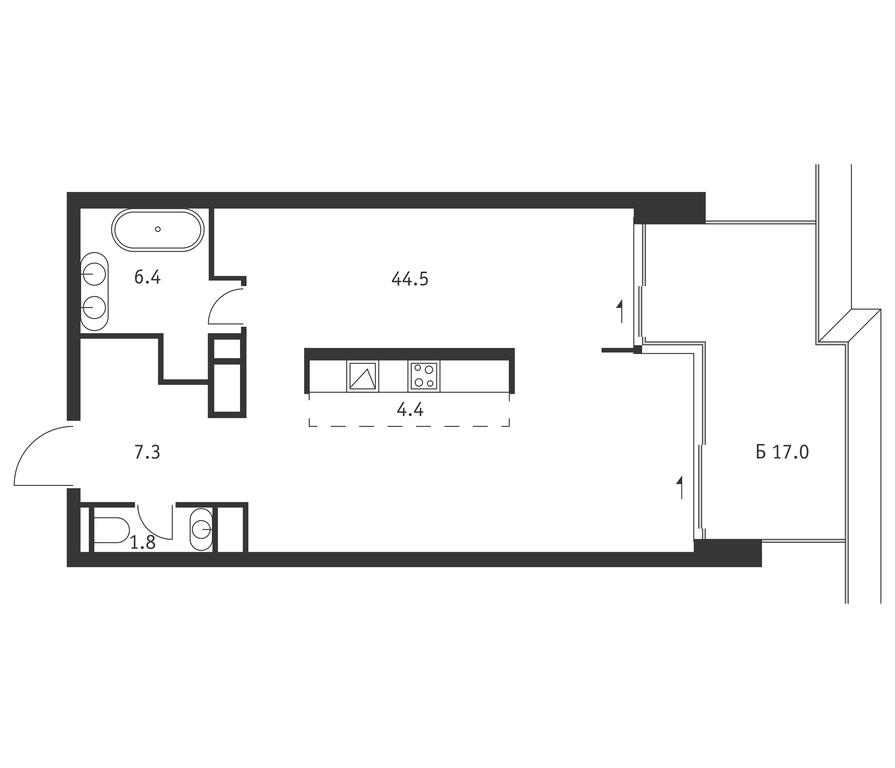 Apartment Sale, 69.5 sq. m. at Badaevskiy, Kutuzovsky Avenue, 12с3, Moscow, Russia #1
