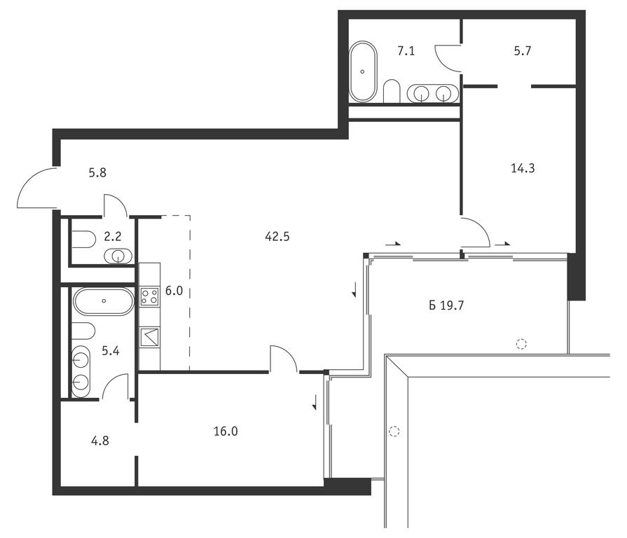 2-BD Apartment Sale, 115.7 sq. m. at Badaevskiy, Kutuzovsky Avenue, 12с3, Moscow, Russia #1 2-BD Apartment Sale, 115.7 sq. m. at Badaevskiy, Kutuzovsky Avenue, 12с3, Moscow, Russia #1