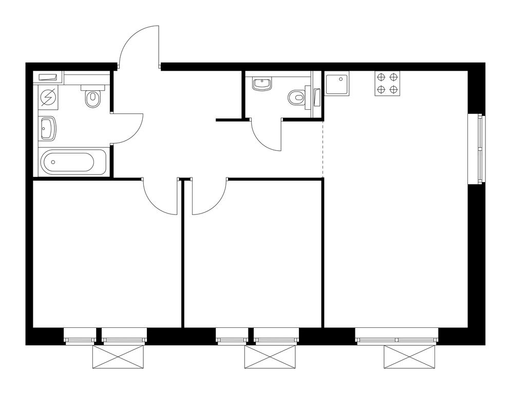2-BD Apartment Sale, 59.1平方米 at Butovo Park 2, Butovo Park Residential Complex, Butovo Work Settlement, Leninskiy City District, Moscow Region, Russia #1