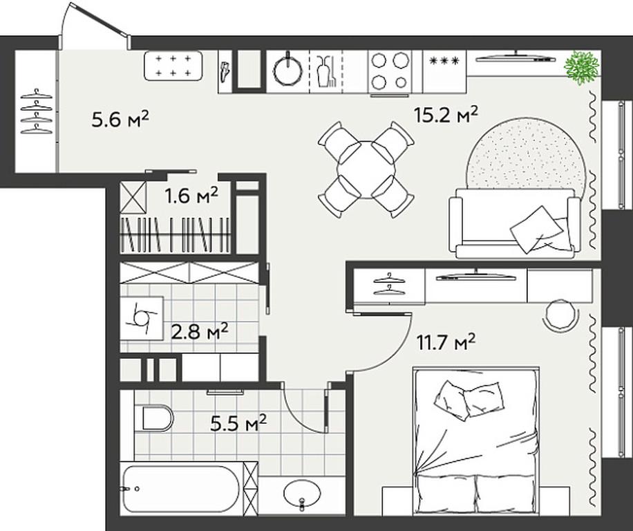 1-BD Apartment Sale, 42.4 sq. m. at Eko Bunino, prospekt Kuprina, 34к1, Sosenskoye Settlement, Moscow, Russia #2