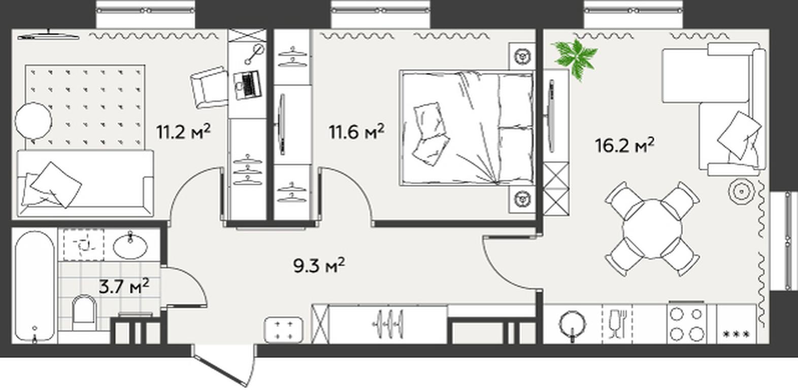 2-BD Apartment Sale, 52 sq. m. at Eko Bunino, prospekt Kuprina, 34к1, Sosenskoye Settlement, Moscow, Russia #2