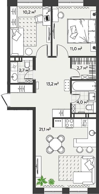 2-BD Apartment Sale, 64.9 sq. m. at Eko Bunino, prospekt Kuprina, 34к1, Sosenskoye Settlement, Moscow, Russia #2 2-BD Apartment Sale, 64.9 sq. m. at Eko Bunino, prospekt Kuprina, 34к1, Sosenskoye Settlement, Moscow, Russia #2