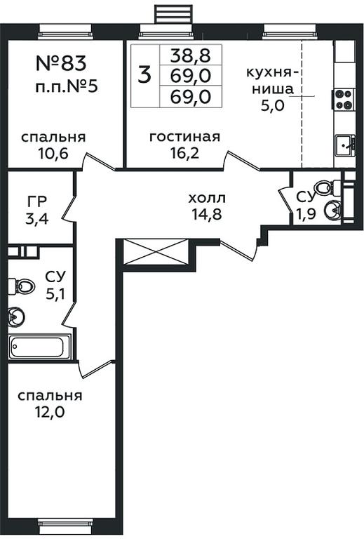 2-BD Apartment Sale, 69 sq. m. at Eko Bunino, prospekt Kuprina, 34к1, Sosenskoye Settlement, Moscow, Russia #1 2-BD Apartment Sale, 69 sq. m. at Eko Bunino, prospekt Kuprina, 34к1, Sosenskoye Settlement, Moscow, Russia #1