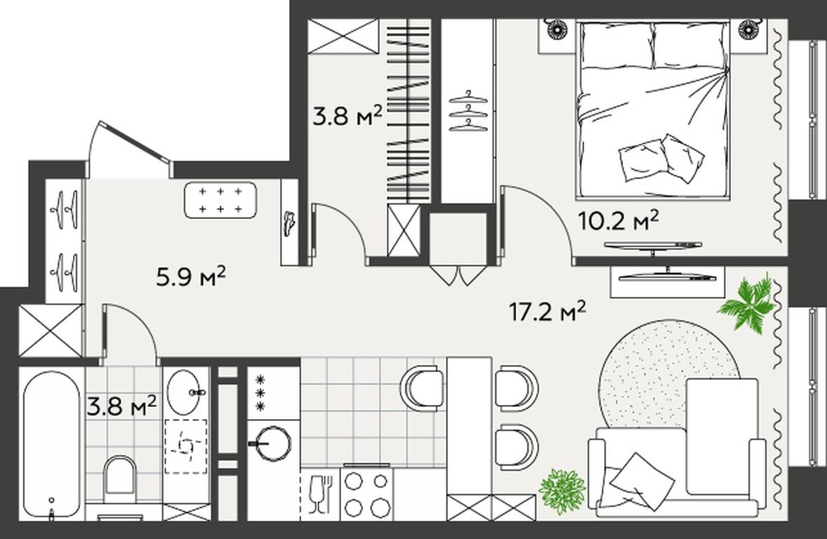 1-BD Apartment Sale, 40.9 sq. m. at Eko Bunino, prospekt Kuprina, 34к1, Sosenskoye Settlement, Moscow, Russia #2