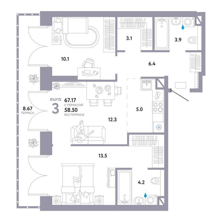 Продажа 2-комн. квартиры, 67,17 м² в ЖК «Страна.Озёрная», Озёрная улица, 42с7, Москва, Россия #1 Продажа 2-комн. квартиры, 67,17 м² в ЖК «Страна.Озёрная», Озёрная улица, 42с7, Москва, Россия #1