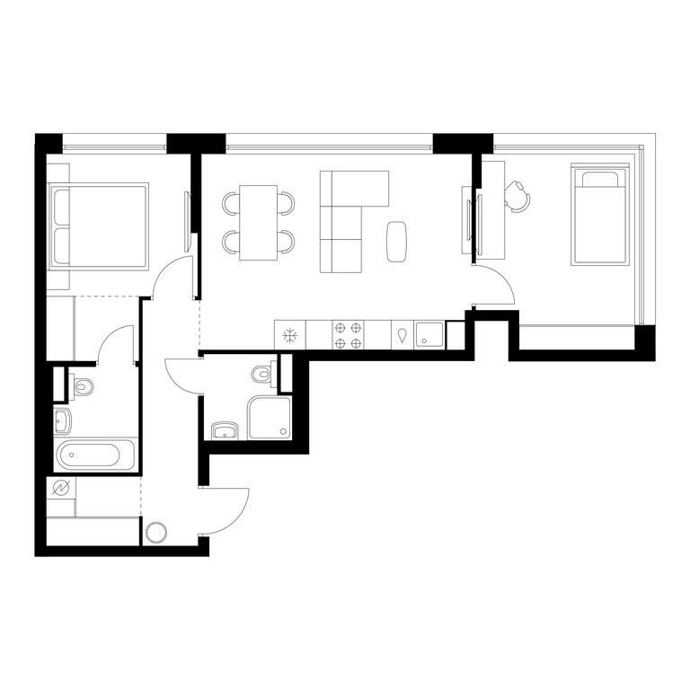 2-BD Apartment Sale, 58.8平方米 at Kutuzovskiy Kvartal, Ivana Franko Street, 20к1, Moscow, Russia #2 2-BD Apartment Sale, 58.8平方米 at Kutuzovskiy Kvartal, Ivana Franko Street, 20к1, Moscow, Russia #2
