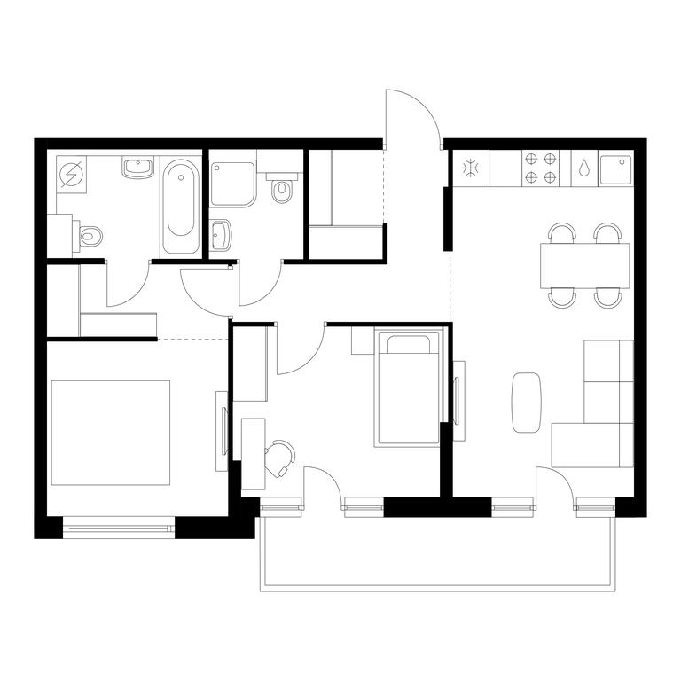 2-BD Apartment Sale, 57.7 sq. m. at Kutuzovskiy Kvartal, Ivana Franko Street, 20к1, Moscow, Russia #1 2-BD Apartment Sale, 57.7 sq. m. at Kutuzovskiy Kvartal, Ivana Franko Street, 20к1, Moscow, Russia #1