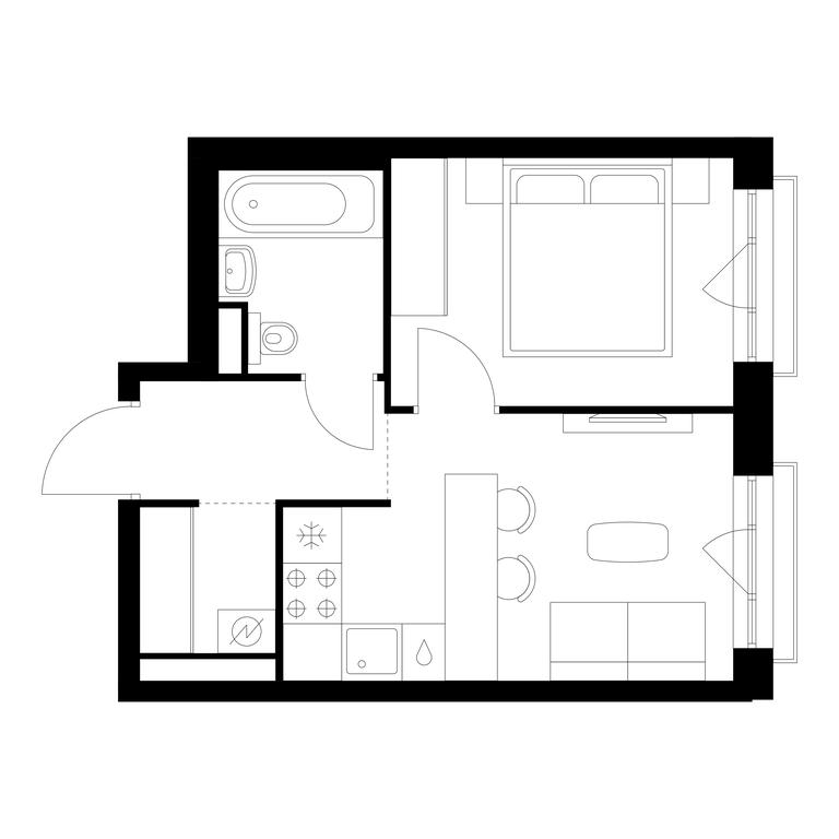 1-BD Apartment Sale, 30 sq. m. at Kutuzovskiy Kvartal, Ivana Franko Street, 20к1, Moscow, Russia #2 1-BD Apartment Sale, 30 sq. m. at Kutuzovskiy Kvartal, Ivana Franko Street, 20к1, Moscow, Russia #2