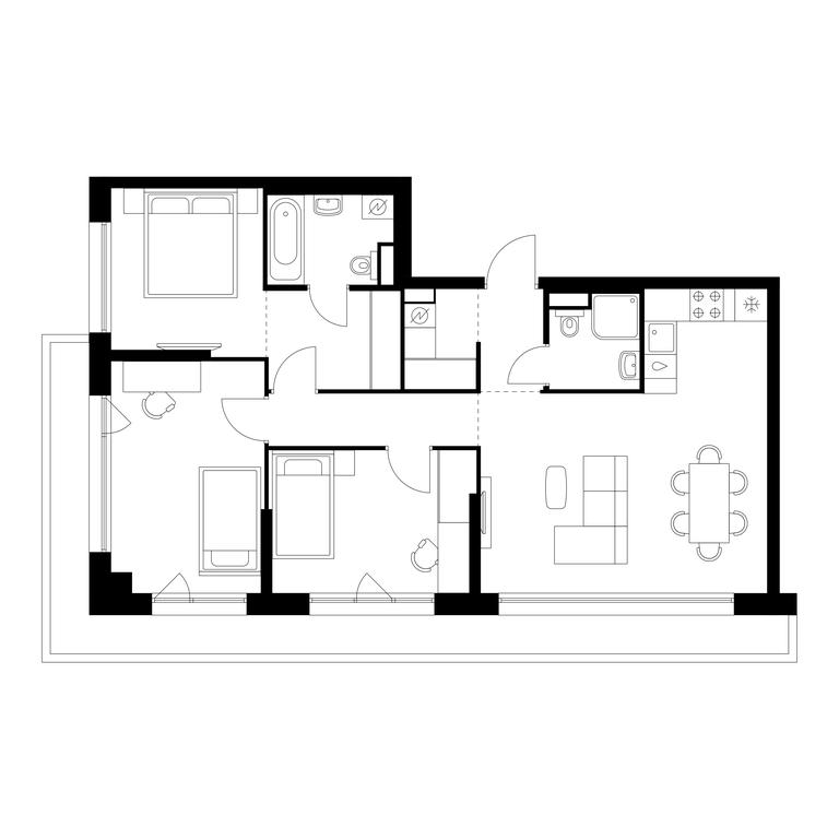 3-BD Apartment Sale, 82.3平方米 at Kutuzovskiy Kvartal, Ivana Franko Street, 20к1, Moscow, Russia #2