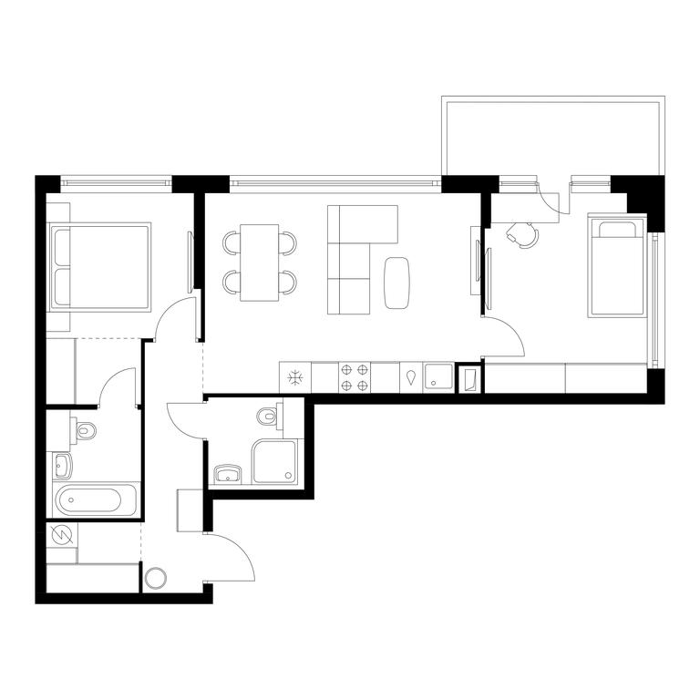 2-BD Apartment Sale, 61 sq. m. at Kutuzovskiy Kvartal, Ivana Franko Street, 20к1, Moscow, Russia #1