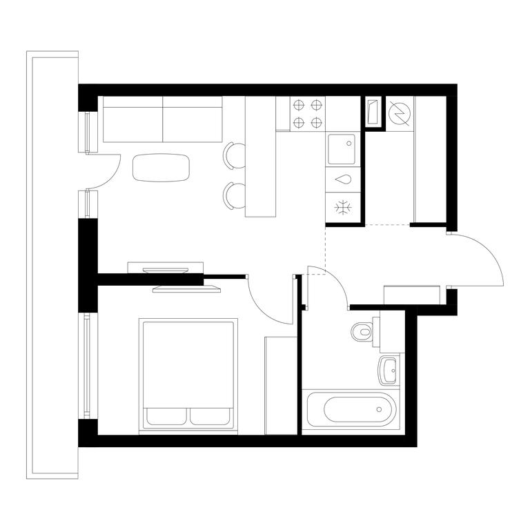 1-BD Apartment Sale, 35.7 sq. m. at Kutuzovskiy Kvartal, Ivana Franko Street, 20к1, Moscow, Russia #1