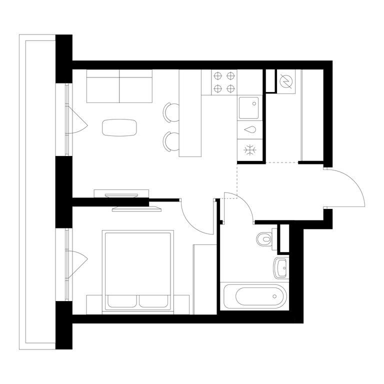 1-BD Apartment Sale, 35.7 sq. m. at Kutuzovskiy Kvartal, Ivana Franko Street, 20к1, Moscow, Russia #2