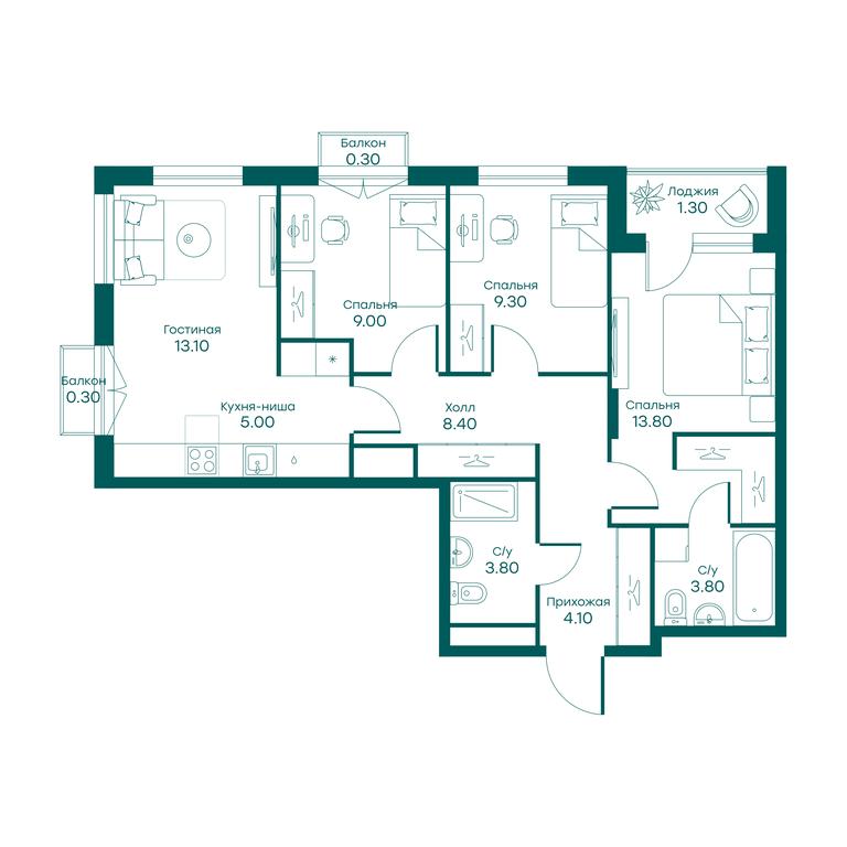 3-BD Apartment Sale, 69.3 sq. m. at Ravnovesie, zhiloy kompleks Ravnovesiye, selo Perkhushkovo, Odintsovskiy City District, Moscow Region, Russia #1 3-BD Apartment Sale, 69.3 sq. m. at Ravnovesie, zhiloy kompleks Ravnovesiye, selo Perkhushkovo, Odintsovskiy City District, Moscow Region, Russia #1