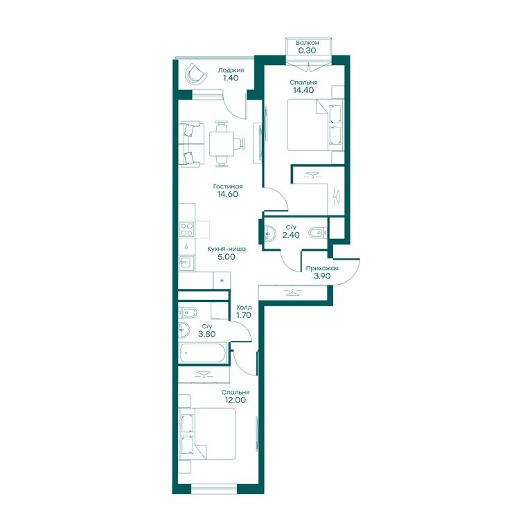 2-BD Apartment Sale, 56.7 sq. m. at Ravnovesie, zhiloy kompleks Ravnovesiye, selo Perkhushkovo, Odintsovskiy City District, Moscow Region, Russia #1 2-BD Apartment Sale, 56.7 sq. m. at Ravnovesie, zhiloy kompleks Ravnovesiye, selo Perkhushkovo, Odintsovskiy City District, Moscow Region, Russia #1