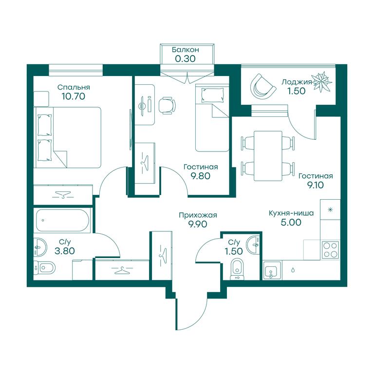 2-BD Apartment Sale, 49.8 sq. m. at Ravnovesie, zhiloy kompleks Ravnovesiye, selo Perkhushkovo, Odintsovskiy City District, Moscow Region, Russia #1 2-BD Apartment Sale, 49.8 sq. m. at Ravnovesie, zhiloy kompleks Ravnovesiye, selo Perkhushkovo, Odintsovskiy City District, Moscow Region, Russia #1