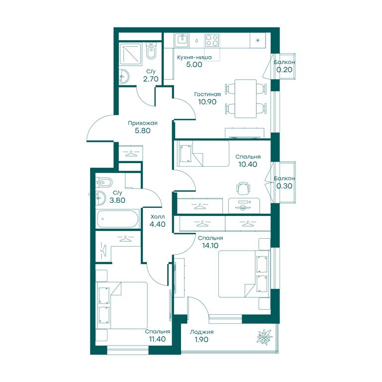 3-BD Apartment Sale, 67.7平方米 at Ravnovesie, zhiloy kompleks Ravnovesiye, selo Perkhushkovo, Odintsovskiy City District, Moscow Region, Russia #1 3-BD Apartment Sale, 67.7平方米 at Ravnovesie, zhiloy kompleks Ravnovesiye, selo Perkhushkovo, Odintsovskiy City District, Moscow Region, Russia #1