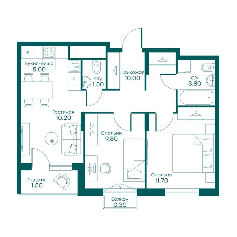 2-BD Apartment Sale, 52 sq. m. at Ravnovesie, zhiloy kompleks Ravnovesiye, selo Perkhushkovo, Odintsovskiy City District, Moscow Region, Russia #1 2-BD Apartment Sale, 52 sq. m. at Ravnovesie, zhiloy kompleks Ravnovesiye, selo Perkhushkovo, Odintsovskiy City District, Moscow Region, Russia #1