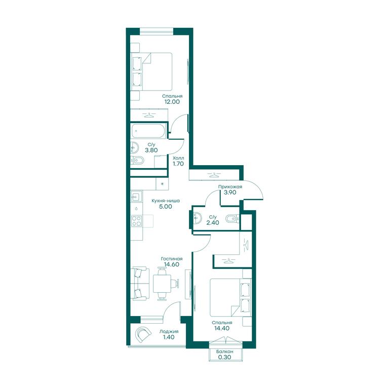 2-BD Apartment Sale, 57.2 sq. m. at Ravnovesie, zhiloy kompleks Ravnovesiye, selo Perkhushkovo, Odintsovskiy City District, Moscow Region, Russia #1 2-BD Apartment Sale, 57.2 sq. m. at Ravnovesie, zhiloy kompleks Ravnovesiye, selo Perkhushkovo, Odintsovskiy City District, Moscow Region, Russia #1