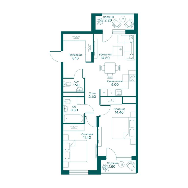 2-BD Apartment Sale, 61.8 sq. m. at Ravnovesie, zhiloy kompleks Ravnovesiye, selo Perkhushkovo, Odintsovskiy City District, Moscow Region, Russia #1 2-BD Apartment Sale, 61.8 sq. m. at Ravnovesie, zhiloy kompleks Ravnovesiye, selo Perkhushkovo, Odintsovskiy City District, Moscow Region, Russia #1