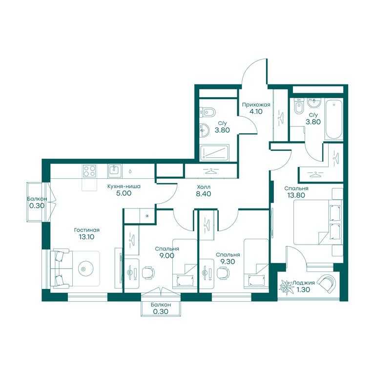 3-BD Apartment Sale, 70.4 sq. m. at Ravnovesie, zhiloy kompleks Ravnovesiye, selo Perkhushkovo, Odintsovskiy City District, Moscow Region, Russia #1 3-BD Apartment Sale, 70.4 sq. m. at Ravnovesie, zhiloy kompleks Ravnovesiye, selo Perkhushkovo, Odintsovskiy City District, Moscow Region, Russia #1
