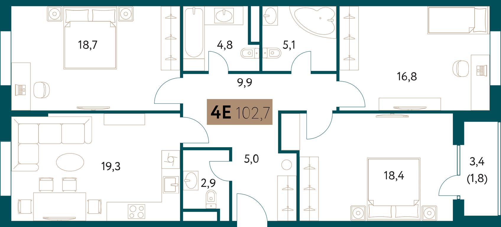 3-BD Apartment Sale, 102.7 sq. m. at Nastoiashchee, Vinnitskaya Street, 8к1, Moscow, Russia #2 3-BD Apartment Sale, 102.7 sq. m. at Nastoiashchee, Vinnitskaya Street, 8к1, Moscow, Russia #2
