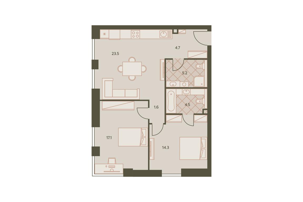 2-BD Apartment Sale, 72 sq. m. at Eniteo, Dmitriya Ulyanova Street, 45, Moscow, Russia #1 2-BD Apartment Sale, 72 sq. m. at Eniteo, Dmitriya Ulyanova Street, 45, Moscow, Russia #1