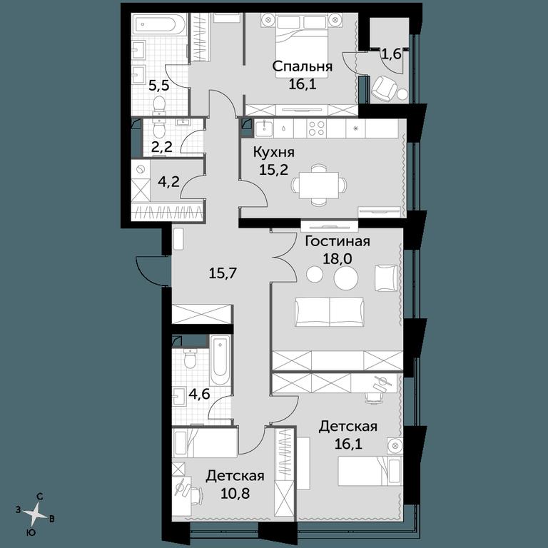 4-BD Apartment Sale, 111 sq. m. at Sky Garden, Stroitelny Drive, 9с6, Moscow, Russia #1 4-BD Apartment Sale, 111 sq. m. at Sky Garden, Stroitelny Drive, 9с6, Moscow, Russia #1