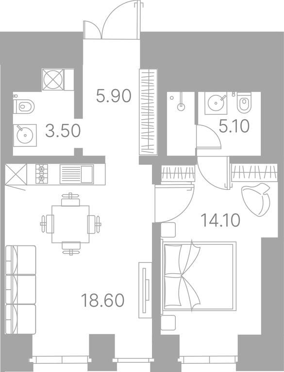 1-BD Apartment Sale, 48.3 sq. m. at Duo House, Sofiyskaya Embankment, 34с3, Moscow, Russia #1 1-BD Apartment Sale, 48.3 sq. m. at Duo House, Sofiyskaya Embankment, 34с3, Moscow, Russia #1