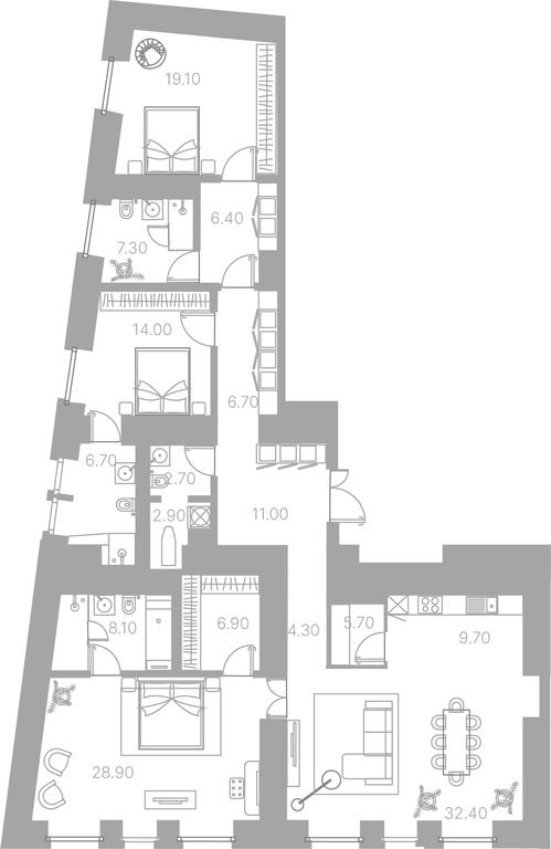 3-BD Apartment Sale, 179.3平方米 at Duo House, Sofiyskaya Embankment, 34с3, Moscow, Russia #1