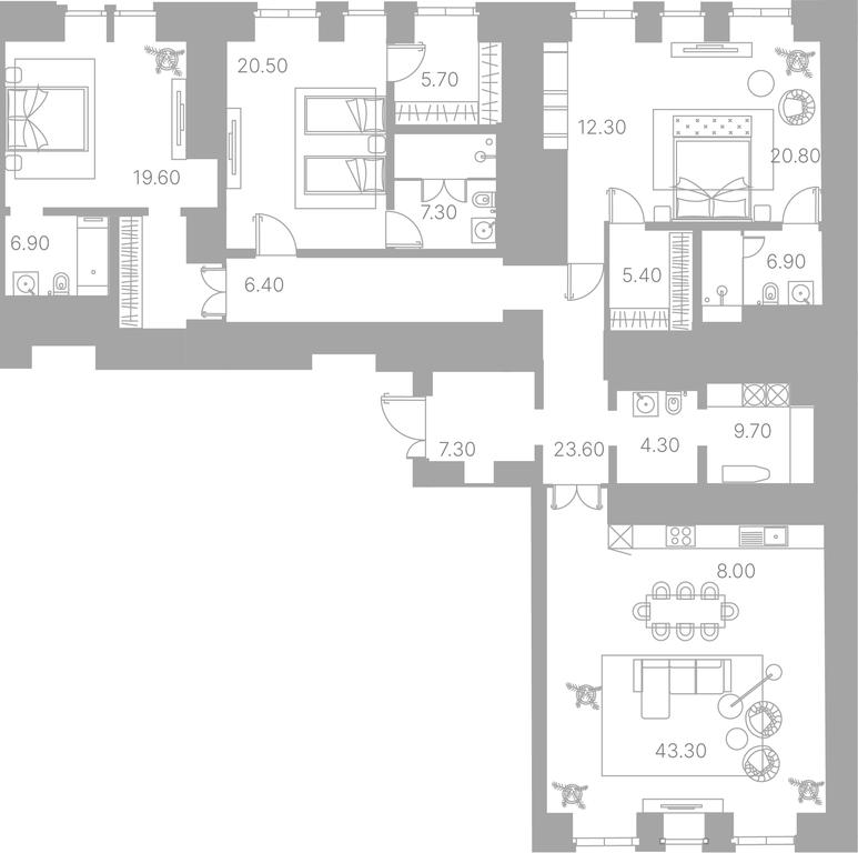 1-BD Apartment Sale, 49.6 sq. m. at Duo House, Sofiyskaya Embankment, 34с3, Moscow, Russia #1
