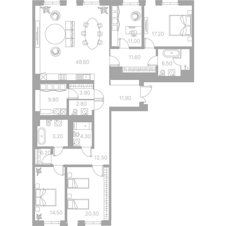 3-BD Apartment Sale, 217.6平方米 at Duo House, Sofiyskaya Embankment, 34с3, Moscow, Russia #1