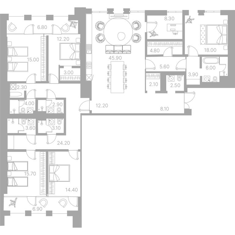 5-BD Apartment Sale, 239.3平方米 at Duo House, Sofiyskaya Embankment, 34с3, Moscow, Russia #1