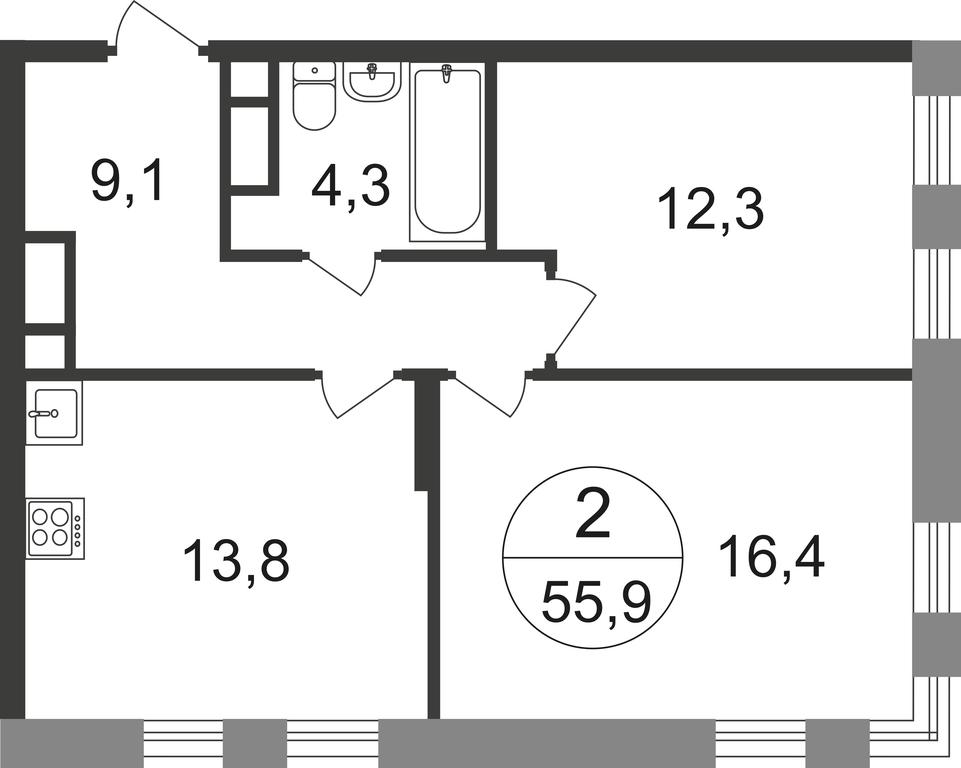 2-BD Apartment Sale, 55.9平方米 at Peredelkino Blizhnee, Korneya Chukovskogo Street, 1, Vnukovskoye Settlement, Moscow, Russia #1 2-BD Apartment Sale, 55.9平方米 at Peredelkino Blizhnee, Korneya Chukovskogo Street, 1, Vnukovskoye Settlement, Moscow, Russia #1