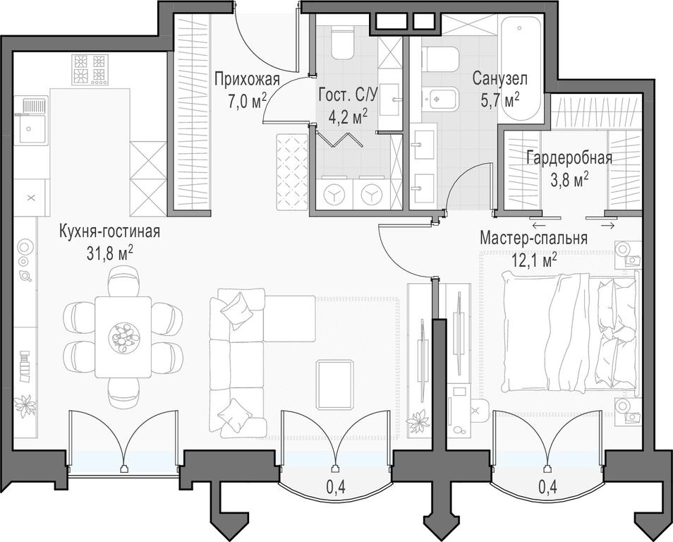 1-BD Apartment Sale, 66.8 sq. m. at Dostizhenie, Akademika Korolyova Street, 21, Moscow, Russia #1 1-BD Apartment Sale, 66.8 sq. m. at Dostizhenie, Akademika Korolyova Street, 21, Moscow, Russia #1