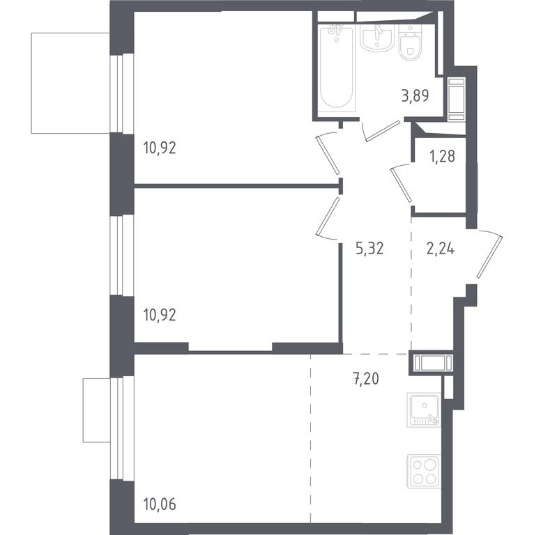 2-BD Apartment Sale, 51.83 sq. m. at Piatnitskie Luga, Pyatnitskoye Highway, 2, derevnya Yurlovo, Solnechnogorsk City District, Moscow Region, Russia #1