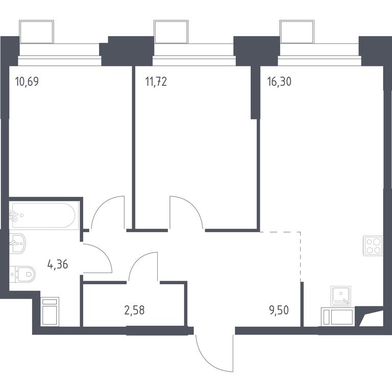 1-BD Apartment Sale, 55.07 sq. m. at Troparevo Park, Kiyevskoye shosse, 21-y kilometr, 3с4, Mosrentgen Settlement, Moscow, Russia #2