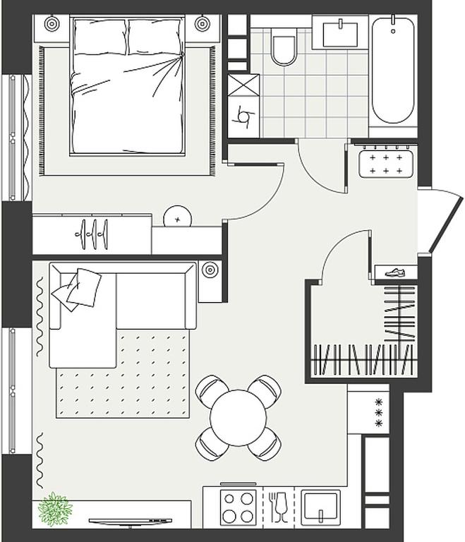 1-BD Apartment Sale, 37.3 sq. m. at Eko Bunino, prospekt Kuprina, 34к1, Sosenskoye Settlement, Moscow, Russia #1