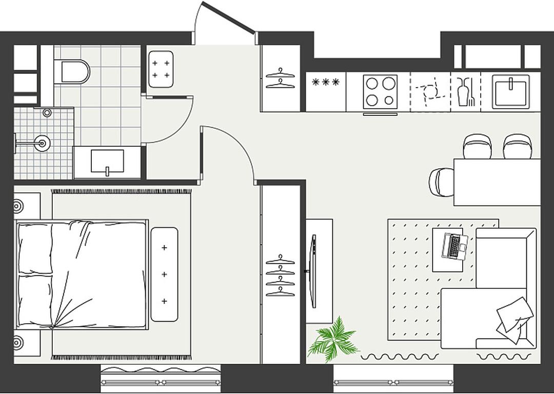 1-BD Apartment Sale, 34.7 sq. m. at Eko Bunino, prospekt Kuprina, 34к1, Sosenskoye Settlement, Moscow, Russia #1
