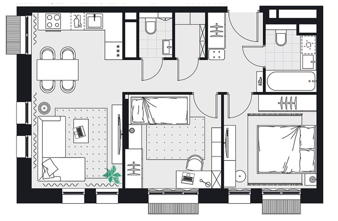 2-BD Apartment Sale, 54.6 sq. m. at Kvartal na Vode, Shosseynaya Street, 90с42, Moscow, Russia #1 2-BD Apartment Sale, 54.6 sq. m. at Kvartal na Vode, Shosseynaya Street, 90с42, Moscow, Russia #1